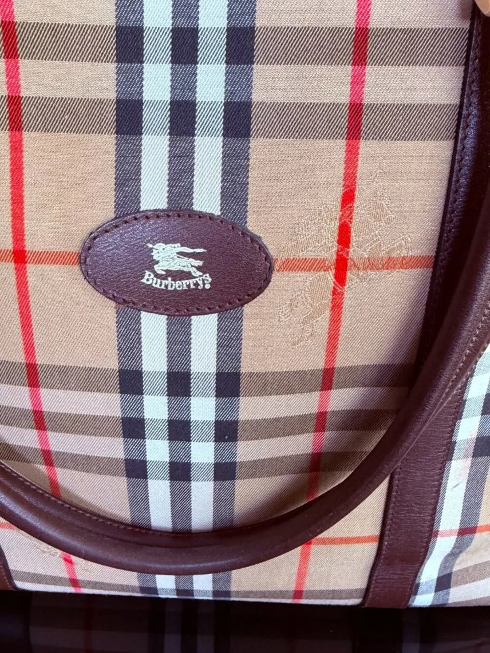 Vintage Burberry Authentic Haymarket Sac Plat Tote, Minor Wear, One Owner
